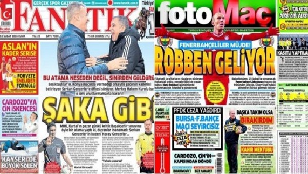 Spor gazetelerinde günün manşetleri (12 Şubat 2016)