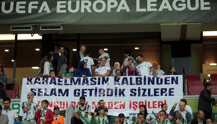 Konyaspor'a Guimaraes maçında Zonguldaklı maden işçilerinden destek