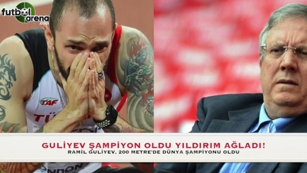 Aziz Yıldırım, Ramil Guliyev'in şampiyonluğu sonrası canlı yayında gözyaşlarını tutamadı