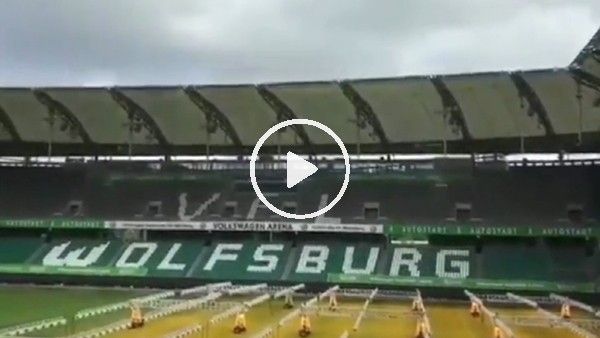Wolfsburg'un stadı fırtına ile savaştı!