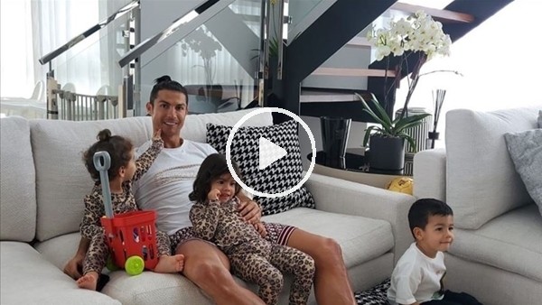 Cristiano Ronaldo çocuklarıyla birlikte çalışıyor