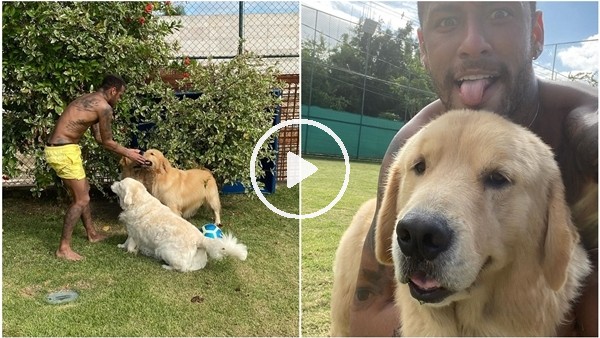 Neymar, köpekleriyle futbol oynadı