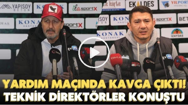 Depzemzedeler için oynanan Kocaelispor-Sakaryaspor maçında saha karıştı! Teknik direktörler konuştu