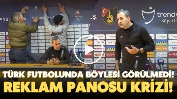 Türk futbolunda böylesi görülmedi! Yalçın Koşukavak'ın basın toplantısında reklam panosu krizi!